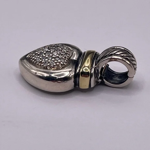 David Yurman 18k Yellow Gold Sterling Silver Heart Pendant - Picture 6 of 12